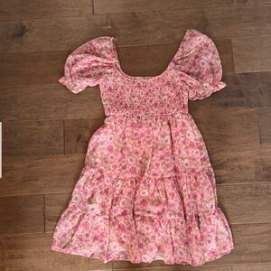 Pink and White Ruffled Tiered Mini Sundress